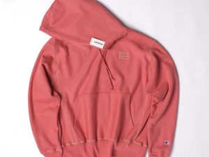 CHAMPION REVERSE WEAVE CONTRAST STITCHING HOODIE TRIPLE LOGO (SIESTA PINK)