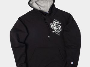 CHAMPION POWERBLEND FLEECE HOODIE C + SCRIPT LOGO (BLACK)