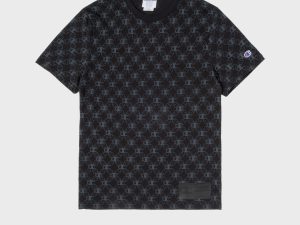 Champion lightweight all-over print and faux leather tag