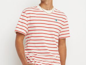 Champion classic stripe chalk white/solar crimson