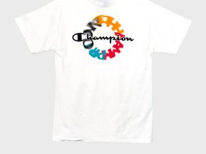 L/White/Champion Classic Script and Circle Logo
